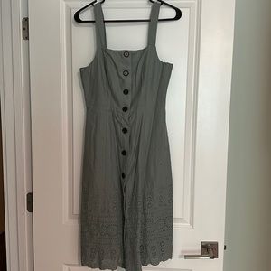 Gap Women’s MIDI Green Button Down Dress with Crochet Detailing - size 2